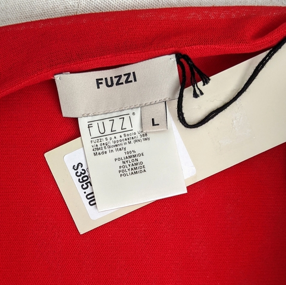 FUZZI Wrap Front V-Neckline Fine Mesh Knit Long Butterfly Bell Sleeves Red L NWT - Picture 14 of 16